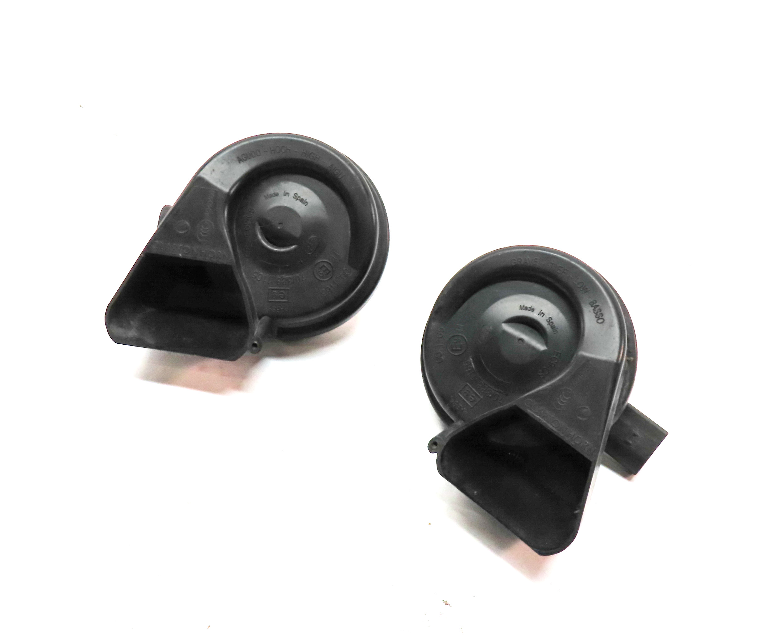 2007-2015 AUDI Q7 R8 (4L 4S) HIGH & LOW TONE NOTE SIGNAL SAFETY HORN SET-2 — exact item pictured
